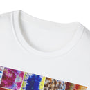 THE SCRAMBLE: Colorful, sampler style,  Tie-Dye collage Unisex T-Shirt, Vibrant Casual Wear, Summer Festival Top, Gift for Him/Her, Retro Vibe Fashion