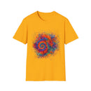 TANGERINE SWIRL: Colorful mini Swirl Unisex Softstyle T-Shirt, Vivid Tie-Dye Tee, Festival Shirt, Bohemian Style Top, Summer Vibes Clothing