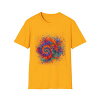 TANGERINE SWIRL: Colorful mini Swirl Unisex Softstyle T-Shirt, Vivid Tie-Dye Tee, Festival Shirt, Bohemian Style Top, Summer Vibes Clothing