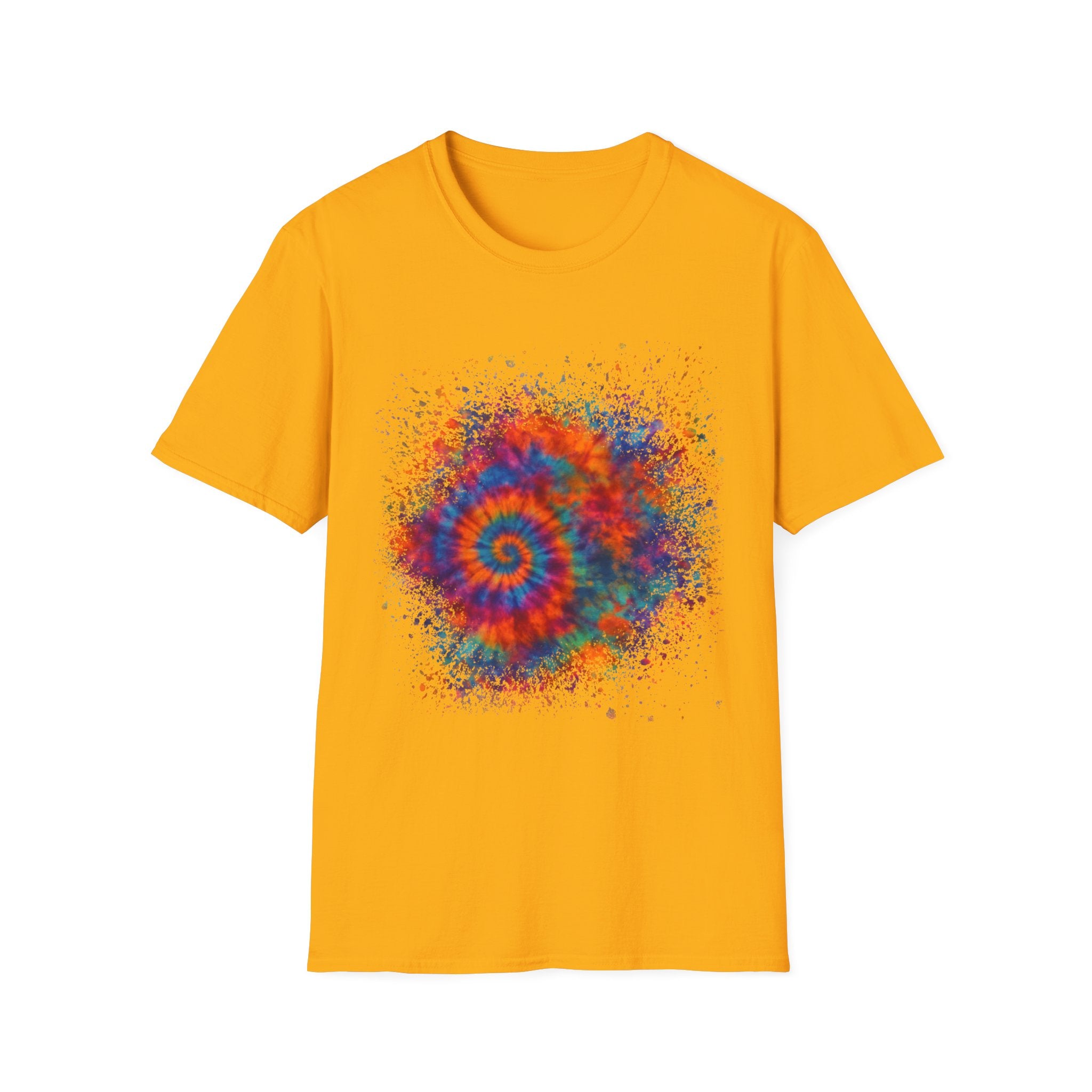 TANGERINE SWIRL: Colorful mini Swirl Unisex Softstyle T-Shirt, Vivid Tie-Dye Tee, Festival Shirt, Bohemian Style Top, Summer Vibes Clothing