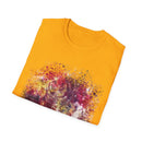 ENIGMA: Gritty, edgy Colorful Abstract Art Unisex Softstyle T-Shirt, Casual Graphic Tee, Gift for Art Lovers, Unique Printed Shirt, Summer Wear, Festival Apparel