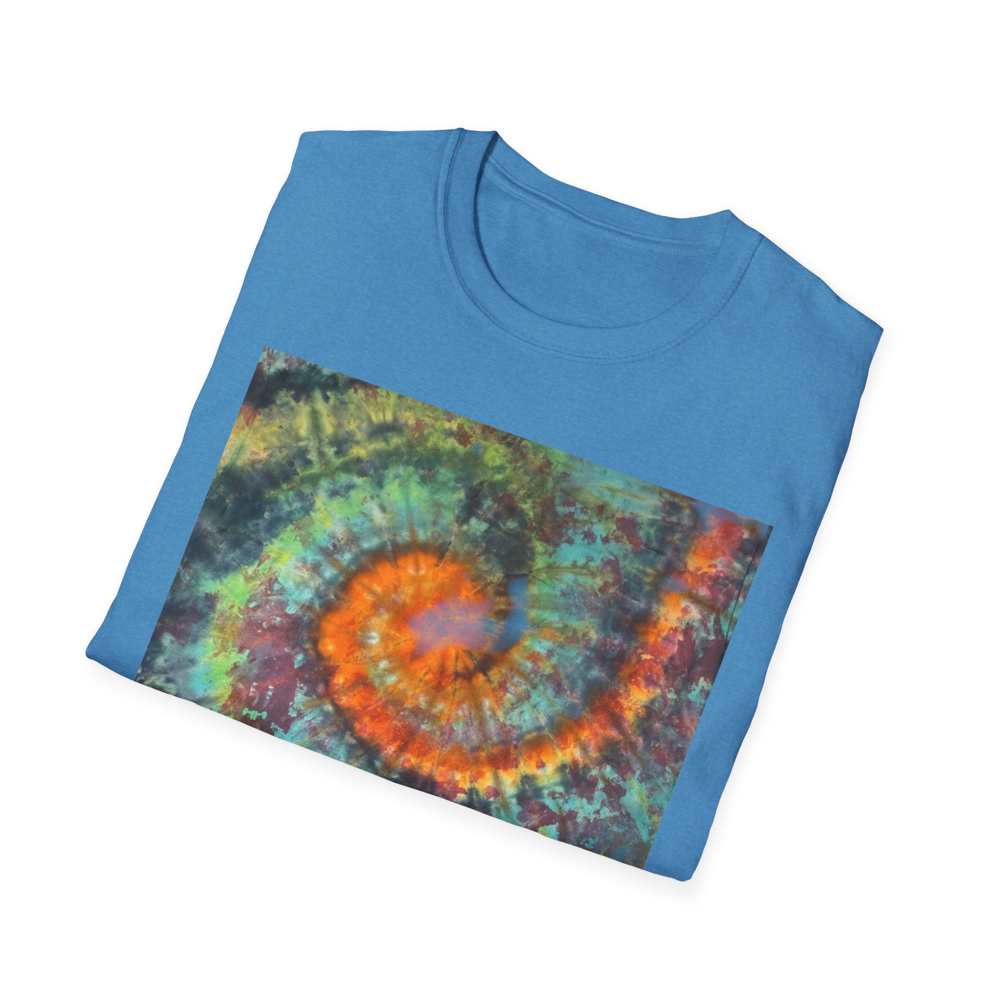 WHIPLASH: Edgy, colorful,  Spiral Unisex Softstyle T-Shirt, Tie-Dye Tee, Casual Wear, Festival Clothing, Summer Vibes, Unique Gift Idea