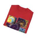 VICTORY: Vibrant Spiral Pattern collage T-Shirt, Unisex Tee for Art Lovers, Boho Chic Fashion, Perfect for Festivals, Gift for Friends