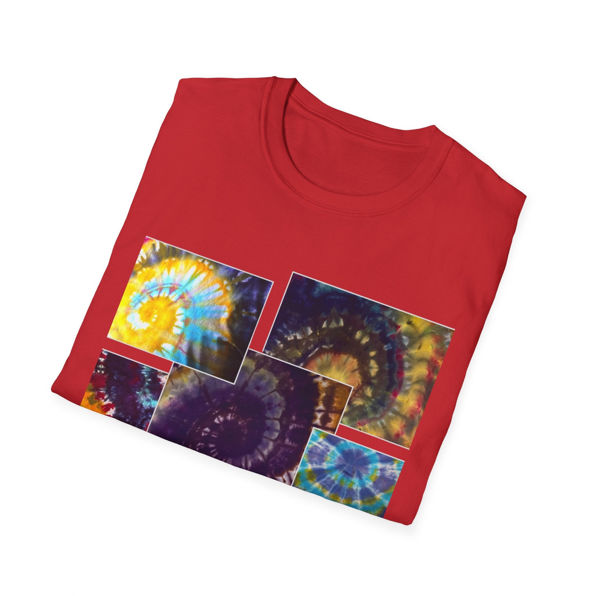 VICTORY: Vibrant Spiral Pattern collage T-Shirt, Unisex Tee for Art Lovers, Boho Chic Fashion, Perfect for Festivals, Gift for Friends