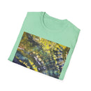 EVERGREEN TIDE: Smash stye tie dye, Vibrant Abstract Unisex Softstyle T-Shirt, Casual Wear, Art-Tee, Gift for Art Lovers, Unique Art Shirt, Dreamy Graphic T-Shirt