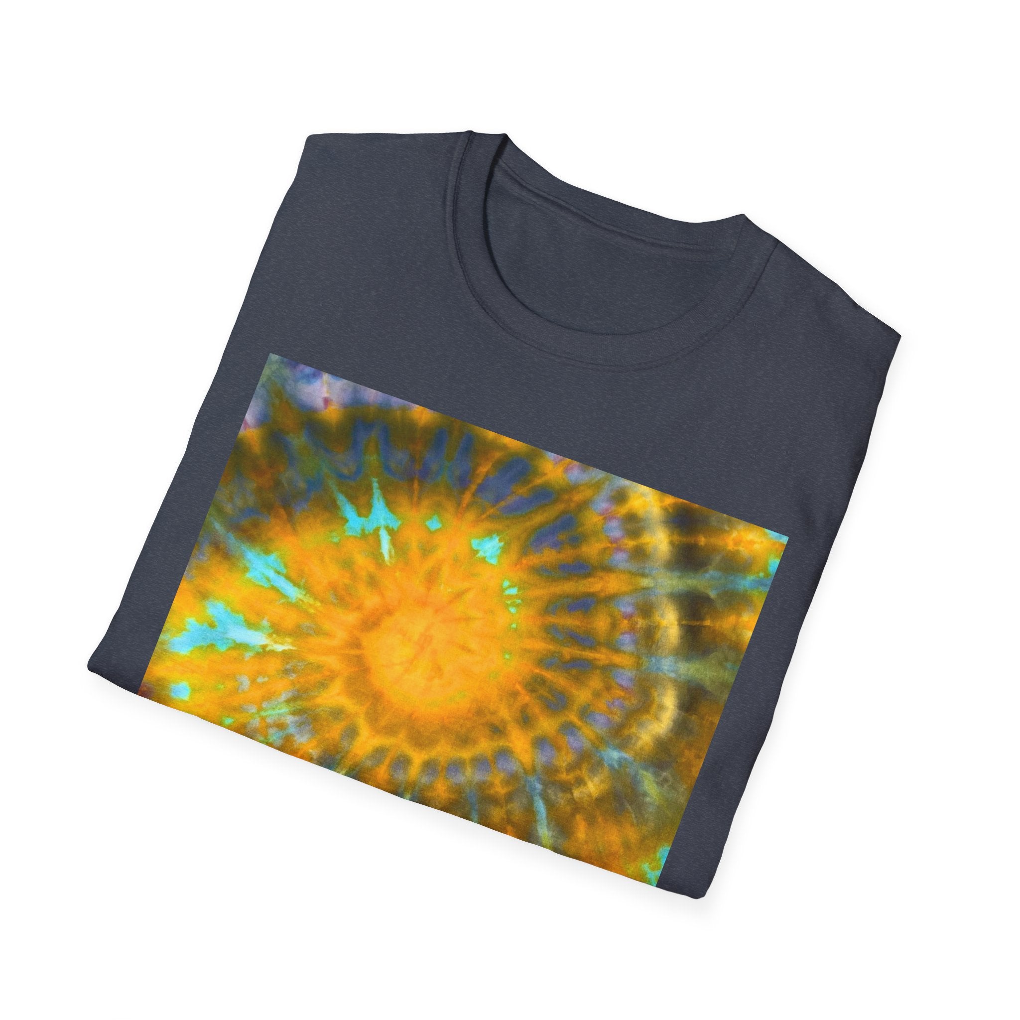 SOLAR PASSION:  Sun inspired tie dye, Boho Spiral Sun T-Shirt - Artistic Graphic Tee for Relaxed Vibes, Festival Wear, Gifts for Creatives, Unisex Tees, Everyday Comfort