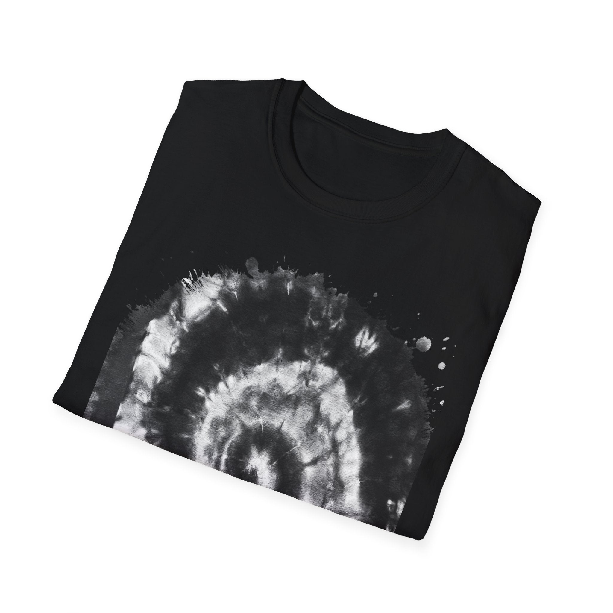 ABYSS: "Down the rabbit hole" vibe, Tie-Dye monochrome Swirl, Unisex Softstyle T-Shirt | Colorful Summer Shirt | Perfect for Festivals, Casual Outings, Gifting, Holidays