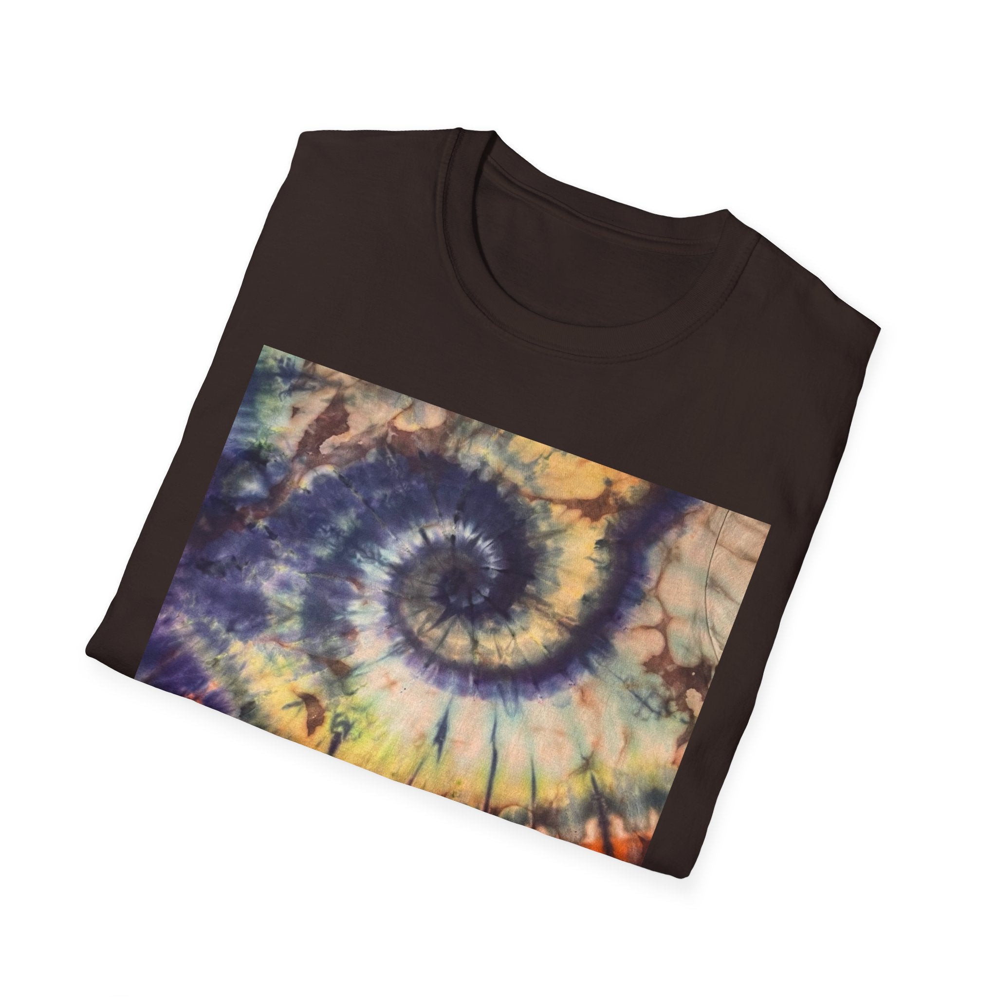 MOCHA SPIDER DANCE:  Unique Spiral Tie-Dye Unisex T-Shirt, Boho Chic Tee, Summer Vibes Top, Festival Wear, Eco-Friendly Gift
