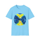 Zenith 2:  Tie-Dye Peace Circle Unisex Softstyle T-Shirt, Vibrant Summer Tee, Gift for Music Festivals, Casual Chic, Eco-Friendly Fashion