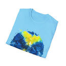 Zenith 2:  Tie-Dye Peace Circle Unisex Softstyle T-Shirt, Vibrant Summer Tee, Gift for Music Festivals, Casual Chic, Eco-Friendly Fashion