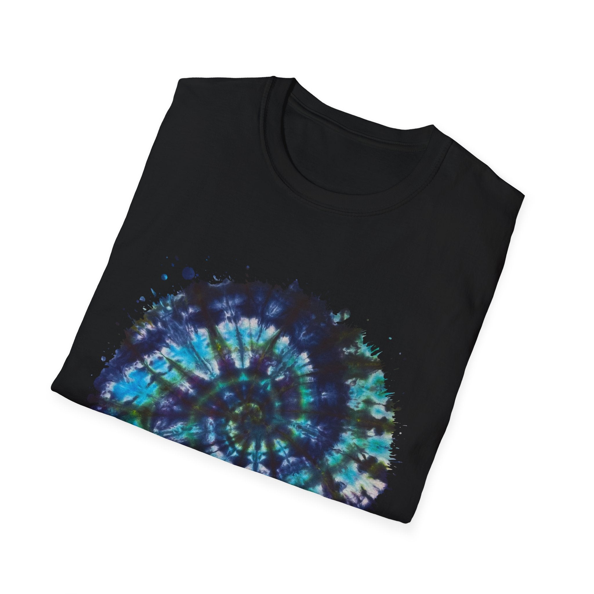 Cobalt Tornado 2:  Spiral Tie-Dye T-Shirt, Unisex Kaftan, Bohemian Tee, Beachwear, Summer Top, Festival Gear, Unique Gift