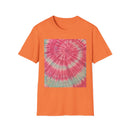 FLAMINGO:  Pink explosion! Colorful Tie-Dye Unisex Softstyle T-Shirt – Perfect for Festivals, Summer Vibes, Casual Outings, Gifts, and Everyday Wear