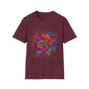 TANGERINE SWIRL: Colorful mini Swirl Unisex Softstyle T-Shirt, Vivid Tie-Dye Tee, Festival Shirt, Bohemian Style Top, Summer Vibes Clothing