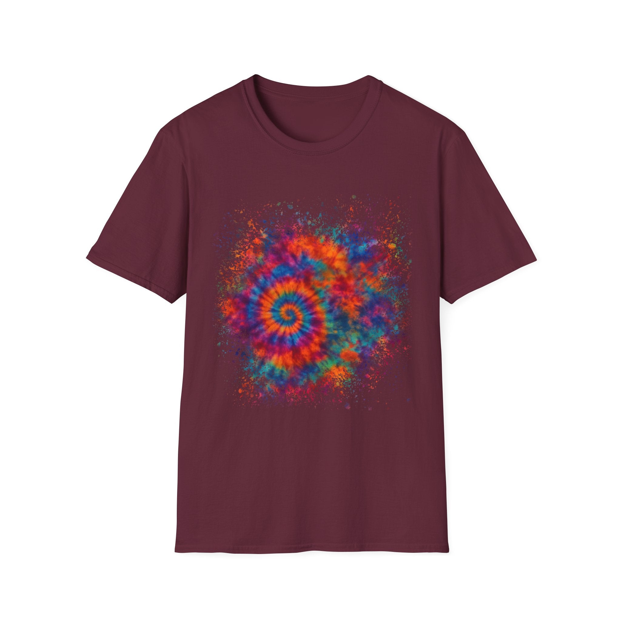 TANGERINE SWIRL: Colorful mini Swirl Unisex Softstyle T-Shirt, Vivid Tie-Dye Tee, Festival Shirt, Bohemian Style Top, Summer Vibes Clothing