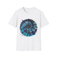 Cobalt Tornado 2:  Spiral Tie-Dye T-Shirt, Unisex Kaftan, Bohemian Tee, Beachwear, Summer Top, Festival Gear, Unique Gift