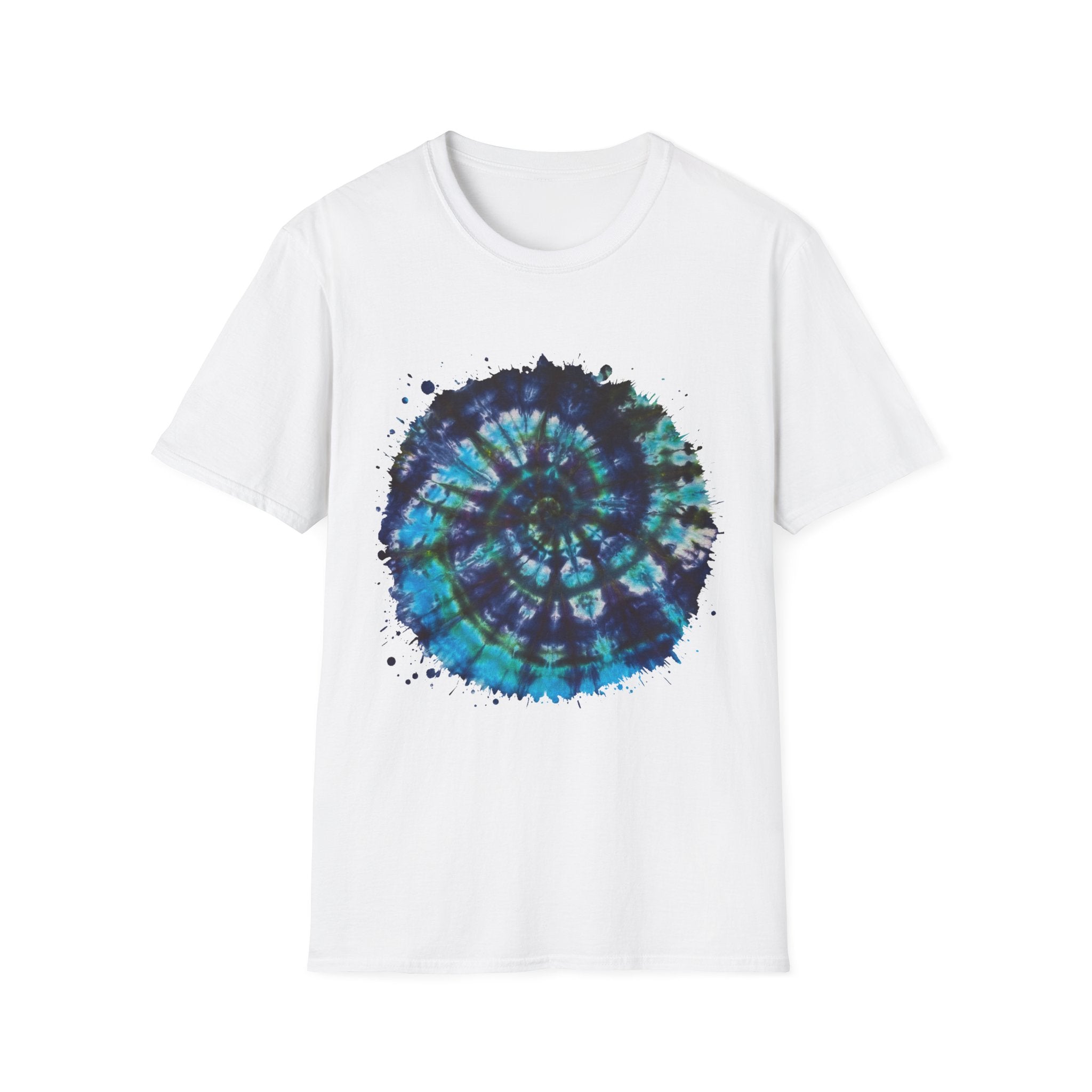 Cobalt Tornado 2:  Spiral Tie-Dye T-Shirt, Unisex Kaftan, Bohemian Tee, Beachwear, Summer Top, Festival Gear, Unique Gift