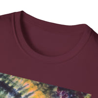 SMASH PARTY: Edgy quarter swirl vibe Tie-Dye Unisex T-Shirt - Boho Style, Summer Vibes, Festival Wear, Beach Party Outfit, Unique Gift Idea