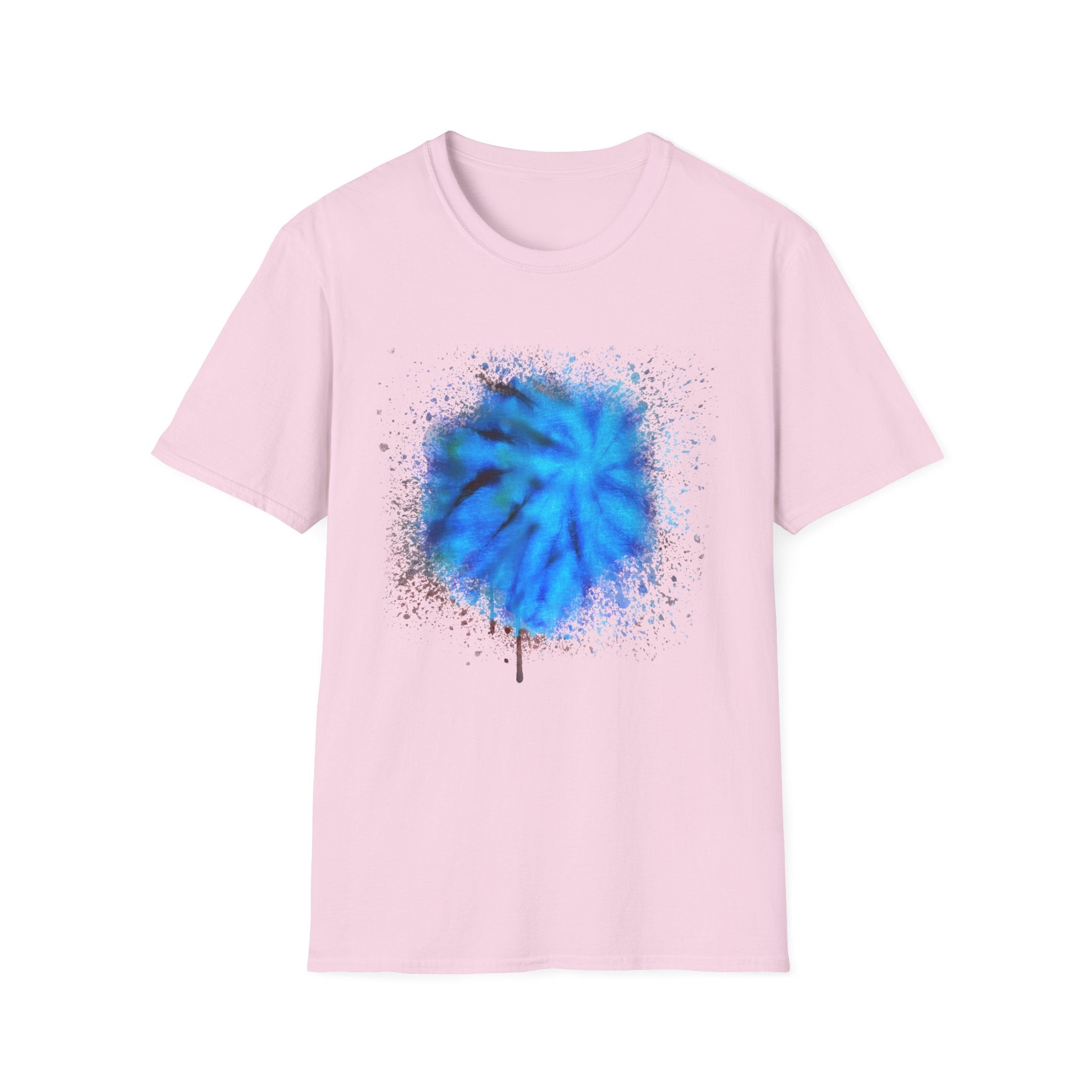 Blue Tide 2:  Vibrant Blue Drip Edge Tie-Dye Unisex Softstyle T-Shirt, Comfy Casual Wear, Summer Outfits, Beach Vibes, Gift for Him/Her, Trendy Apparel