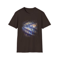 Blue on Coper 2:  Galaxy Splatter Unisex T-Shirt | Trendy Summer Tee for Art Lovers, Gift for Birthdays, Relaxed Fit Casual Wear, Unique Graphic Shirt