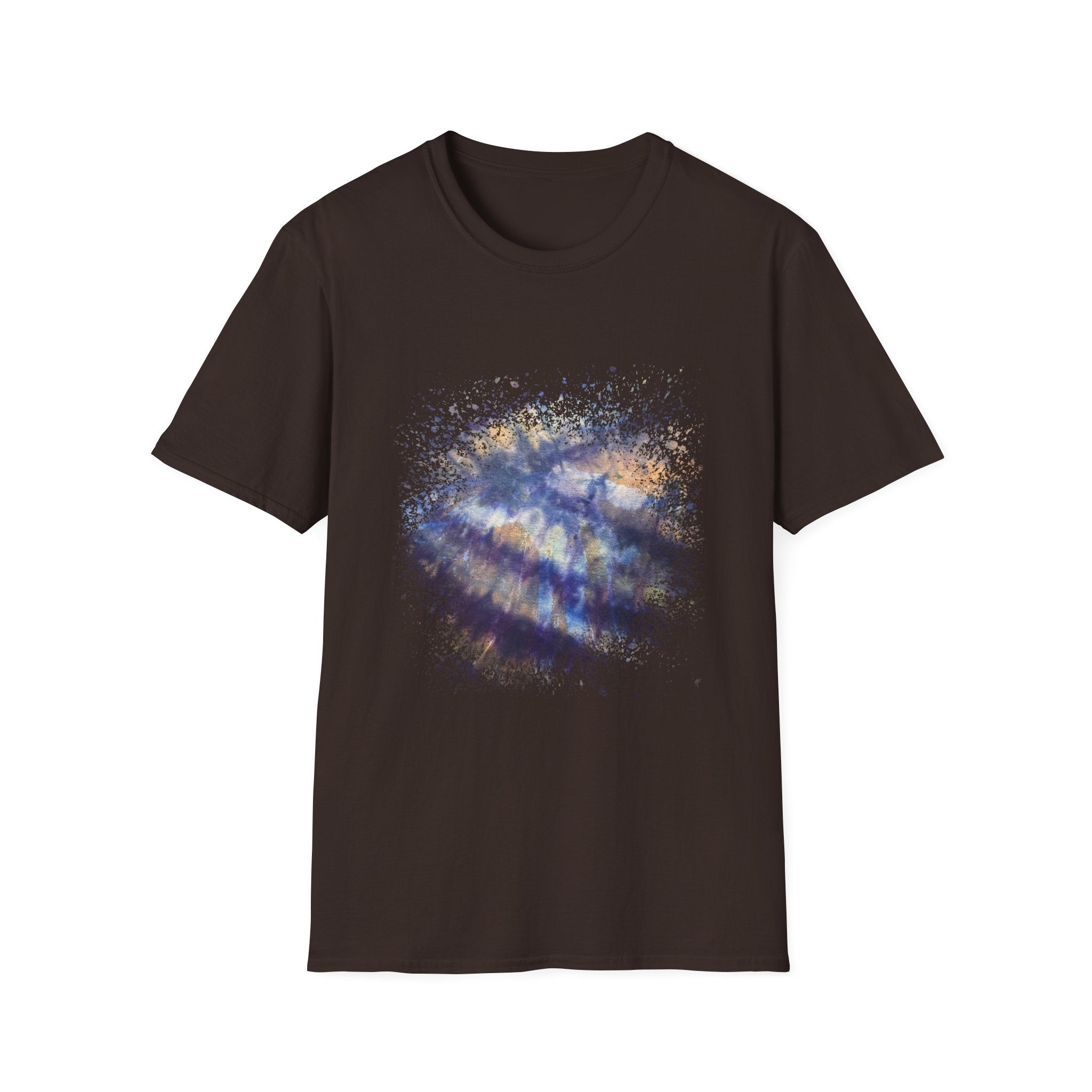 Blue on Coper 2:  Galaxy Splatter Unisex T-Shirt | Trendy Summer Tee for Art Lovers, Gift for Birthdays, Relaxed Fit Casual Wear, Unique Graphic Shirt