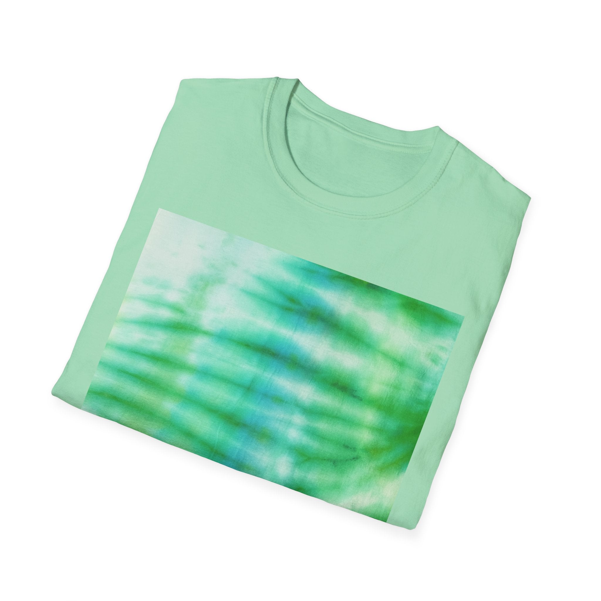 SWAMI: Soft, dreamy sea green/blue Tie-Dye Unisex T-Shirt, Festival Wear, Casual Style, Summer Vibes, Gift for Friends, Eco-Friendly Fashion