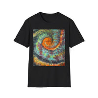 WHIPLASH: Edgy, colorful,  Spiral Unisex Softstyle T-Shirt, Tie-Dye Tee, Casual Wear, Festival Clothing, Summer Vibes, Unique Gift Idea