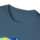 Zenith 2:  Tie-Dye Peace Circle Unisex Softstyle T-Shirt, Vibrant Summer Tee, Gift for Music Festivals, Casual Chic, Eco-Friendly Fashion