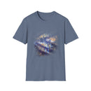 Blue on Coper 2:  Galaxy Splatter Unisex T-Shirt | Trendy Summer Tee for Art Lovers, Gift for Birthdays, Relaxed Fit Casual Wear, Unique Graphic Shirt