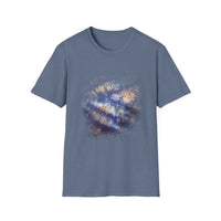 Blue on Coper 2:  Galaxy Splatter Unisex T-Shirt | Trendy Summer Tee for Art Lovers, Gift for Birthdays, Relaxed Fit Casual Wear, Unique Graphic Shirt