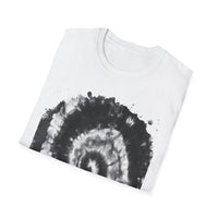 ABYSS: "Down the rabbit hole" vibe, Tie-Dye monochrome Swirl, Unisex Softstyle T-Shirt | Colorful Summer Shirt | Perfect for Festivals, Casual Outings, Gifting, Holidays