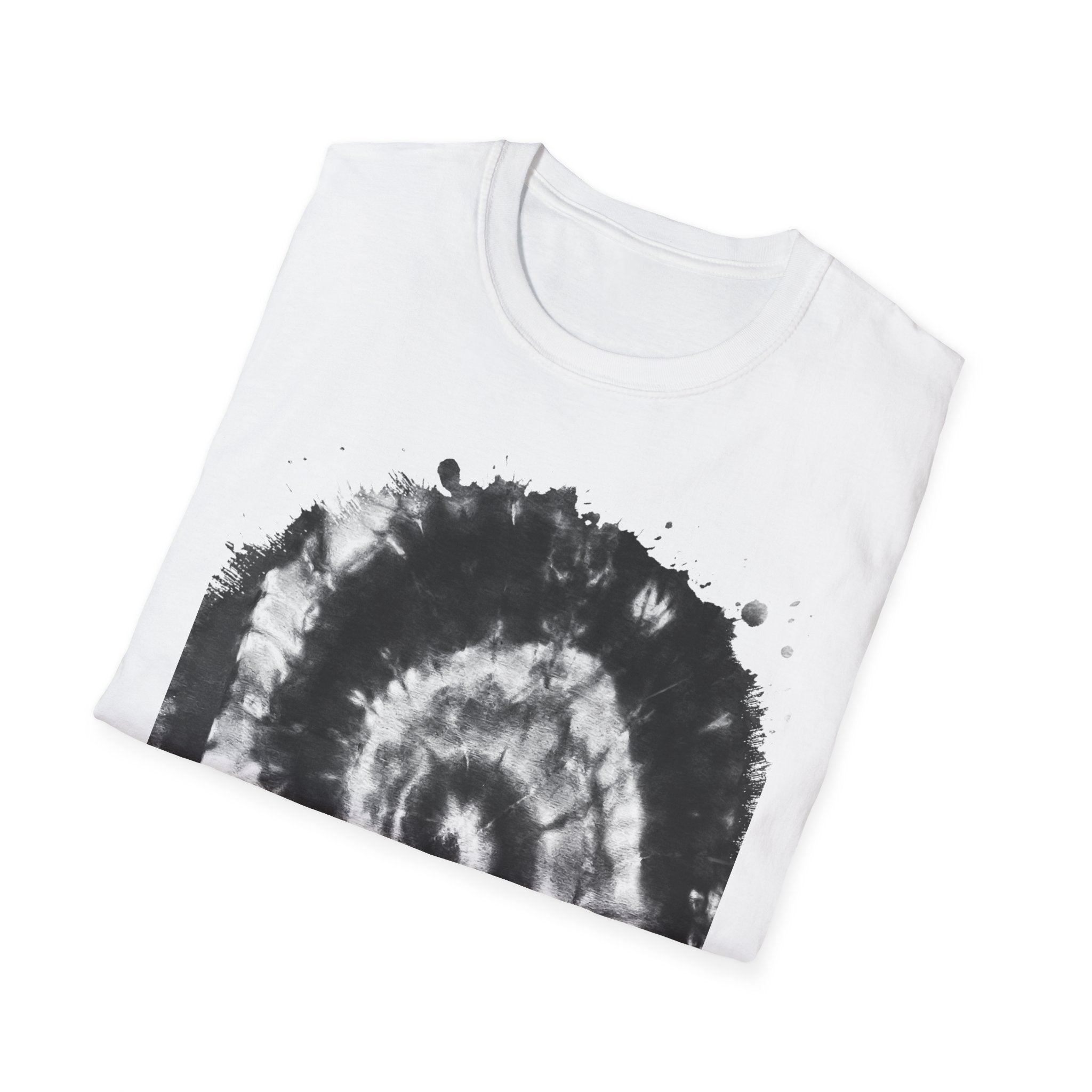 ABYSS: "Down the rabbit hole" vibe, Tie-Dye monochrome Swirl, Unisex Softstyle T-Shirt | Colorful Summer Shirt | Perfect for Festivals, Casual Outings, Gifting, Holidays