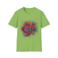 TANGERINE SWIRL: Colorful mini Swirl Unisex Softstyle T-Shirt, Vivid Tie-Dye Tee, Festival Shirt, Bohemian Style Top, Summer Vibes Clothing
