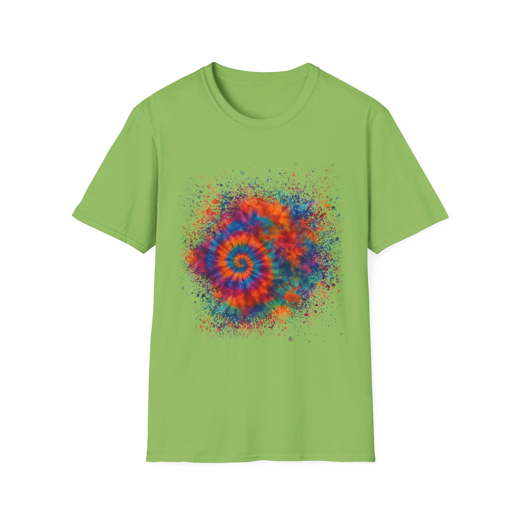TANGERINE SWIRL: Colorful mini Swirl Unisex Softstyle T-Shirt, Vivid Tie-Dye Tee, Festival Shirt, Bohemian Style Top, Summer Vibes Clothing