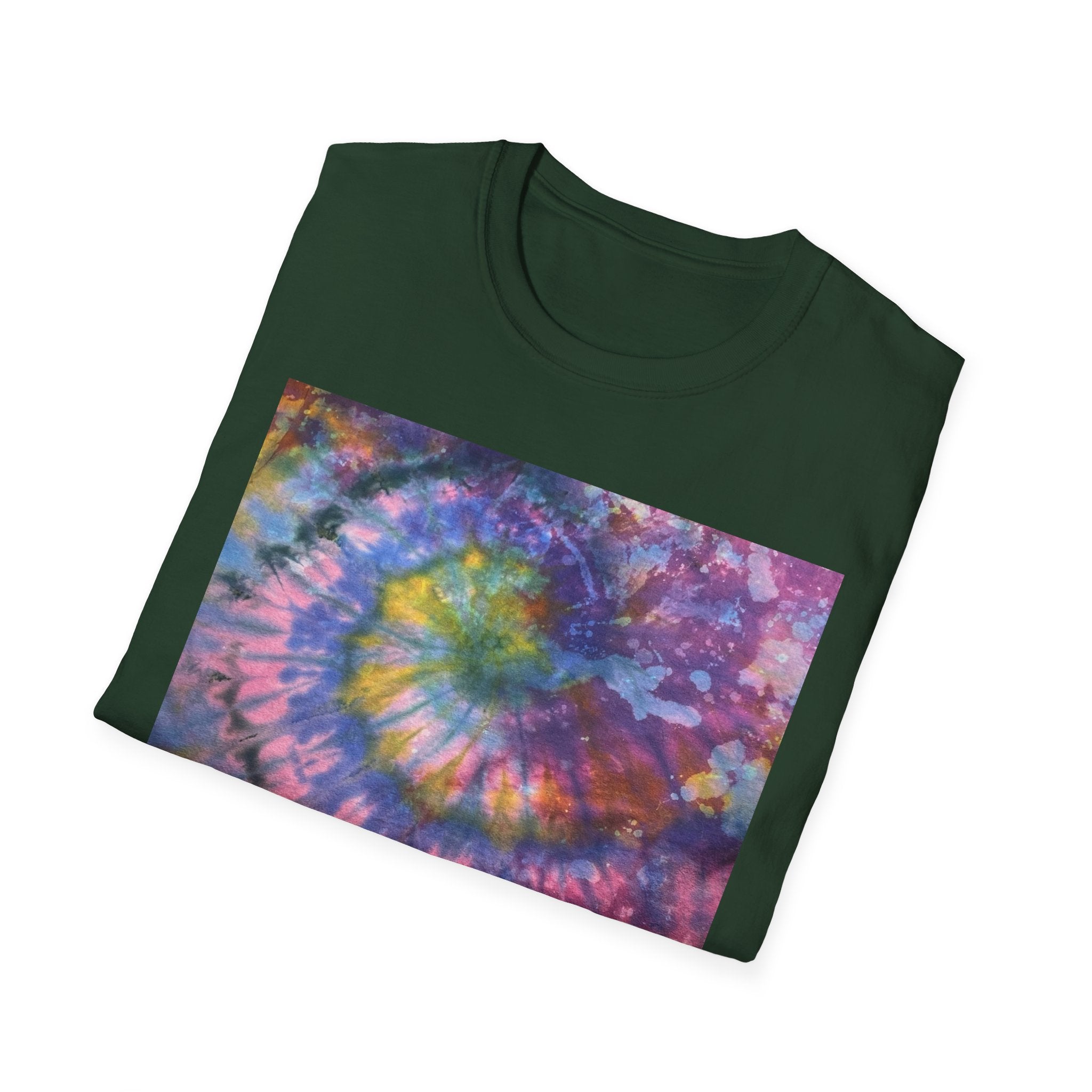 DRAGONFLY DESTINY: Fantasy inspired, Vibrant Tie-Dye T-Shirt, Unisex Softstyle Tee for Festivals, Summer Outings, Birthday Gifts, Casual Wear, Eco-Friendly Fashion
