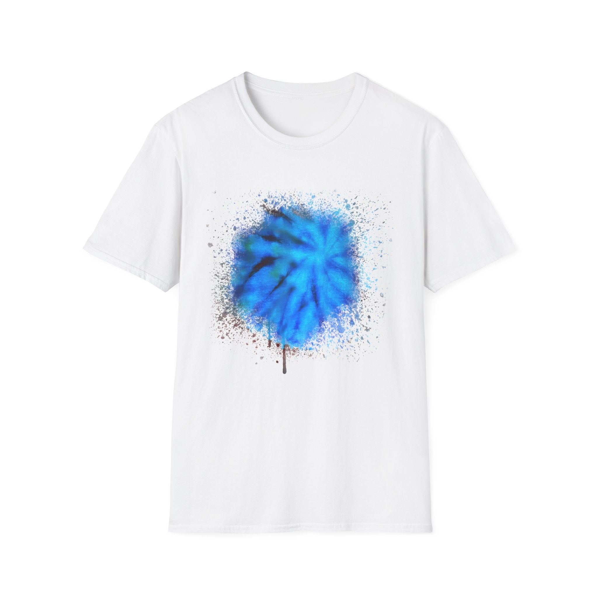 Blue Tide 2:  Vibrant Blue Drip Edge Tie-Dye Unisex Softstyle T-Shirt, Comfy Casual Wear, Summer Outfits, Beach Vibes, Gift for Him/Her, Trendy Apparel