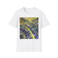 EVERGREEN TIDE: Smash stye tie dye, Vibrant Abstract Unisex Softstyle T-Shirt, Casual Wear, Art-Tee, Gift for Art Lovers, Unique Art Shirt, Dreamy Graphic T-Shirt