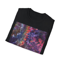 BOMBAY BLITZ:  Galactic Tie-Dye T-Shirt - Unisex Softstyle Tee, Boho Fashion, Festival Wear, Gift for Space Lovers, Casual Everyday Top