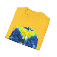 Zenith 2:  Tie-Dye Peace Circle Unisex Softstyle T-Shirt, Vibrant Summer Tee, Gift for Music Festivals, Casual Chic, Eco-Friendly Fashion