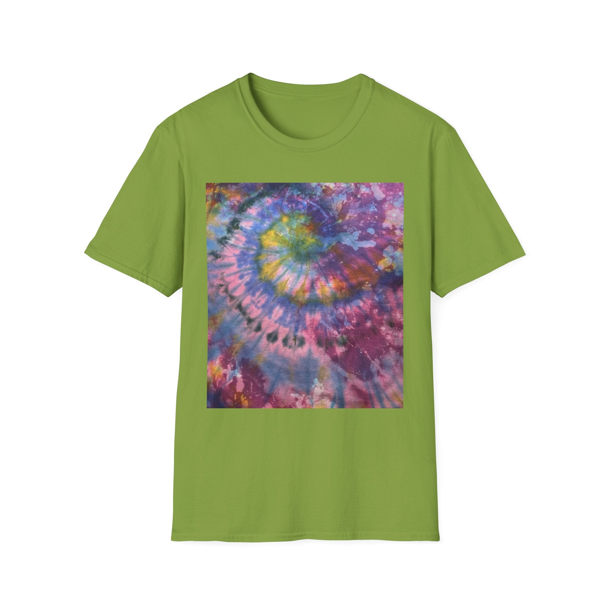 DRAGONFLY DESTINY: Fantasy inspired, Vibrant Tie-Dye T-Shirt, Unisex Softstyle Tee for Festivals, Summer Outings, Birthday Gifts, Casual Wear, Eco-Friendly Fashion