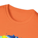 Zenith 2:  Tie-Dye Peace Circle Unisex Softstyle T-Shirt, Vibrant Summer Tee, Gift for Music Festivals, Casual Chic, Eco-Friendly Fashion