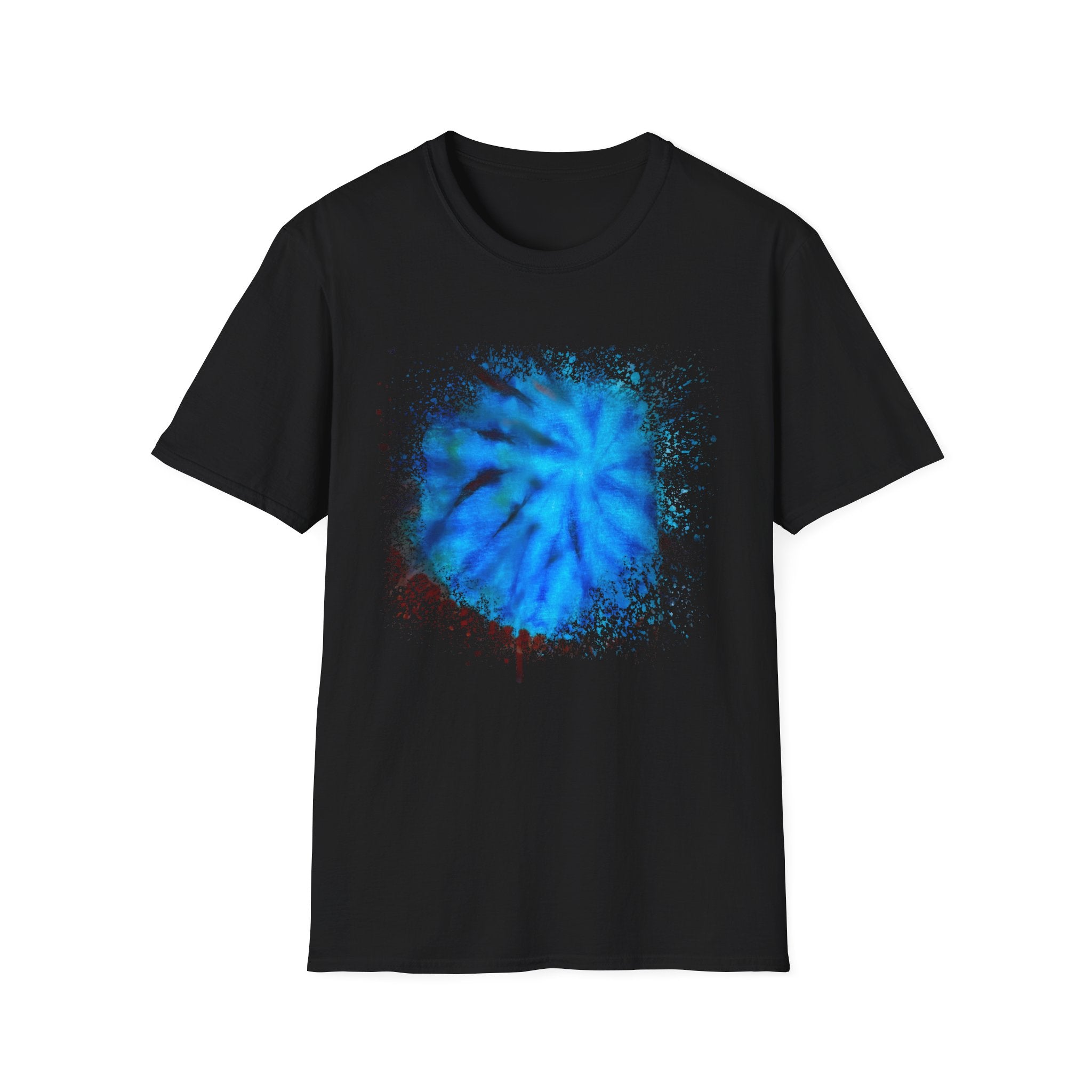 Blue Tide 2:  Vibrant Blue Drip Edge Tie-Dye Unisex Softstyle T-Shirt, Comfy Casual Wear, Summer Outfits, Beach Vibes, Gift for Him/Her, Trendy Apparel