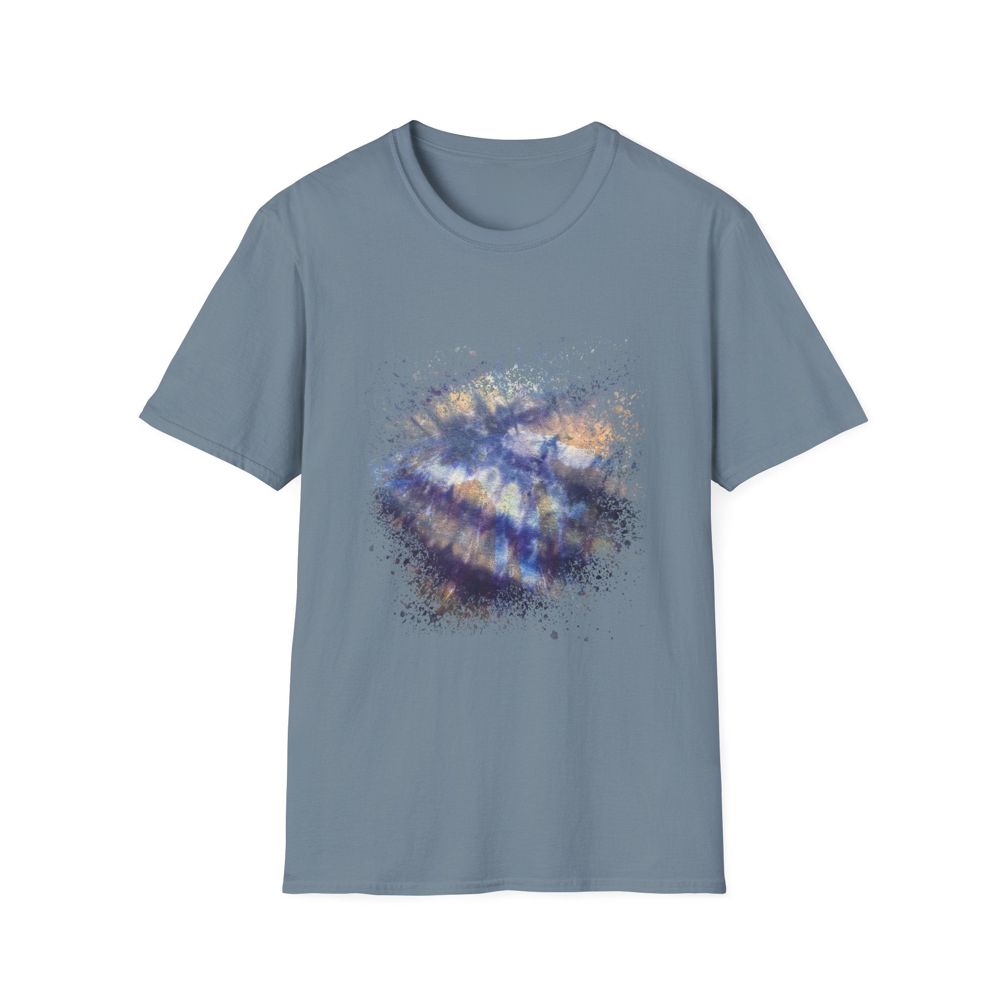Blue on Coper 2:  Galaxy Splatter Unisex T-Shirt | Trendy Summer Tee for Art Lovers, Gift for Birthdays, Relaxed Fit Casual Wear, Unique Graphic Shirt