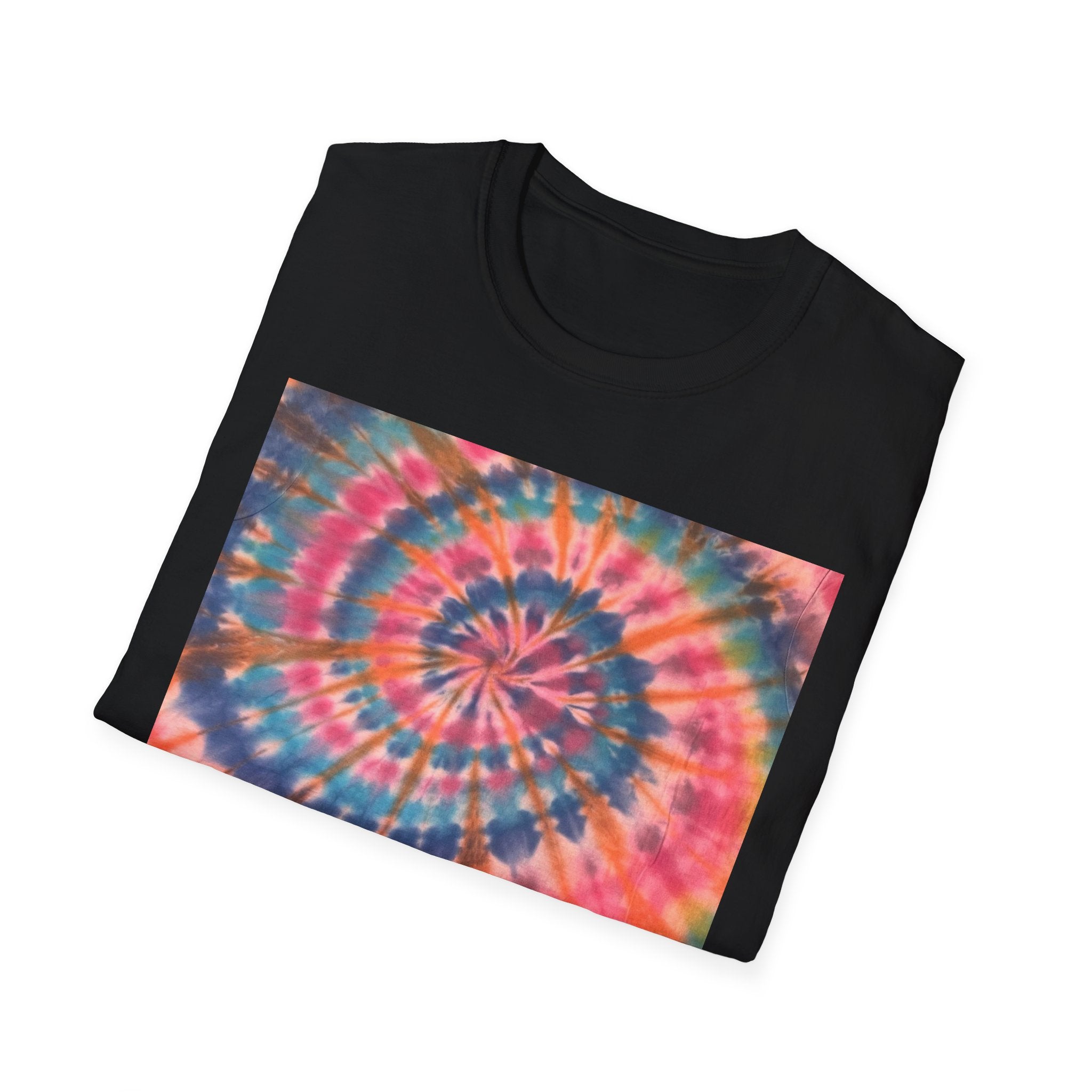 RAINBOW BALLAD: Colorful  rainbow sherbet style,  Tie-Dye Unisex Softstyle T-Shirt | Boho Vibe, Summer Essentials, Eco-Friendly Fashion, Gift for Friends, Casual Wear