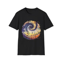 Mocha Spider Dance 2:  Spiral Tie-Dye Unisex T-Shirt, Boho Style Tee, Casual Comfort Shirt, Gift for Nature Lovers, Summer Vibes Apparel