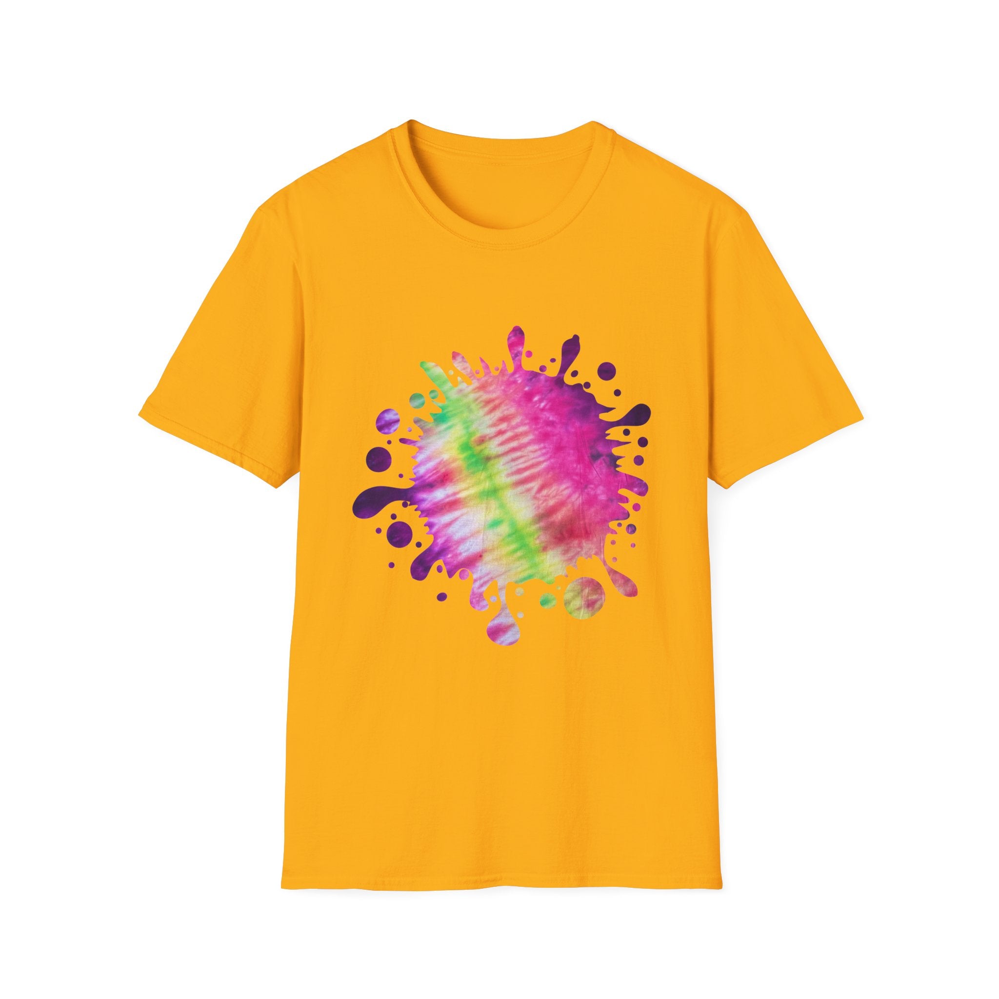 Neon Discovery 2:  Colorful Tie-Dye Splash Unisex Softstyle T-Shirt, Casual Tee, Summer Vibes, Festival Wear, Everyday Comfort, Gift Idea