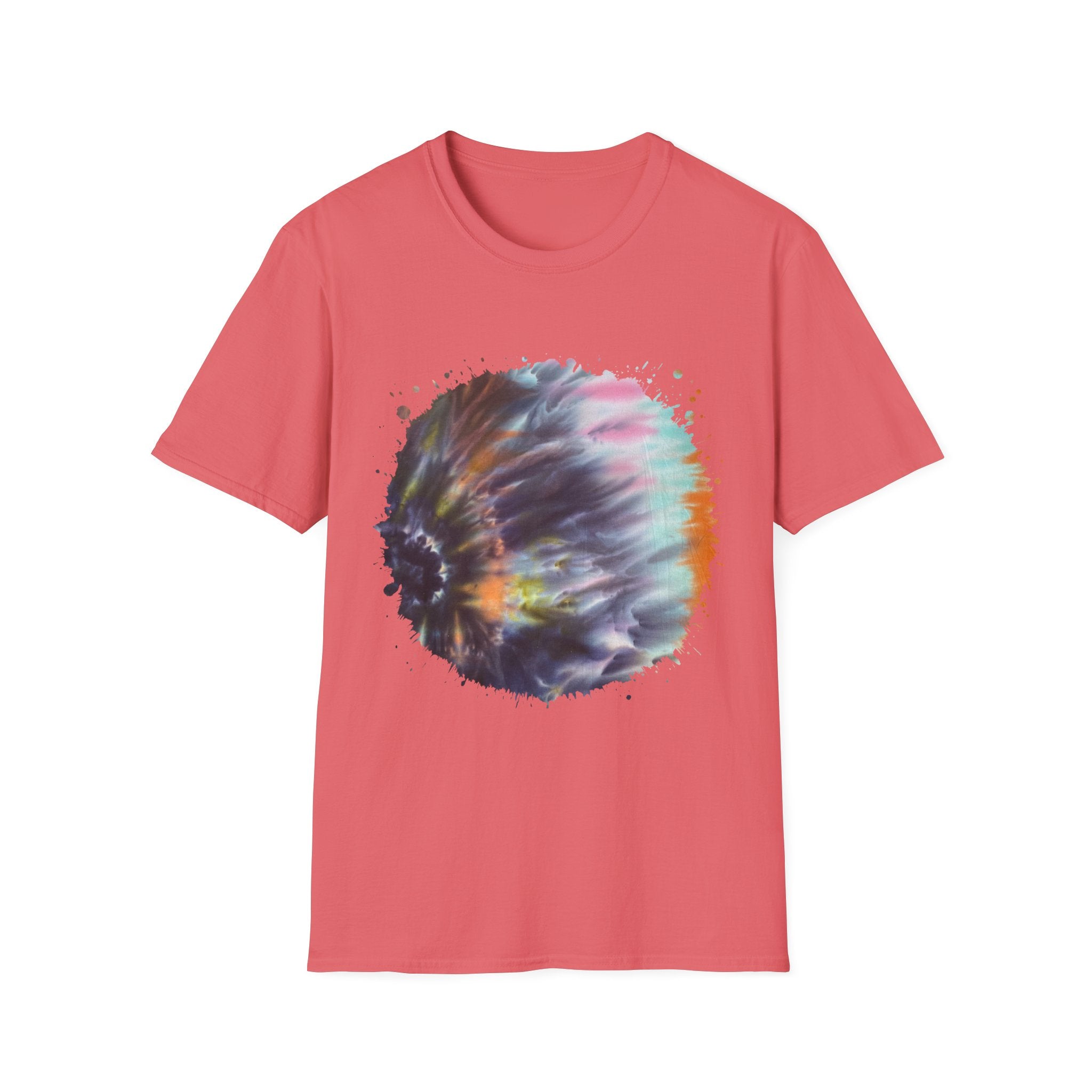 Bravado 2:  Colorful Tie-Dye Unisex Softstyle T-Shirt with Abstract Design, Perfect for Festivals, Casual Outings, Relaxed Days, Summer Vibes, and Gifts