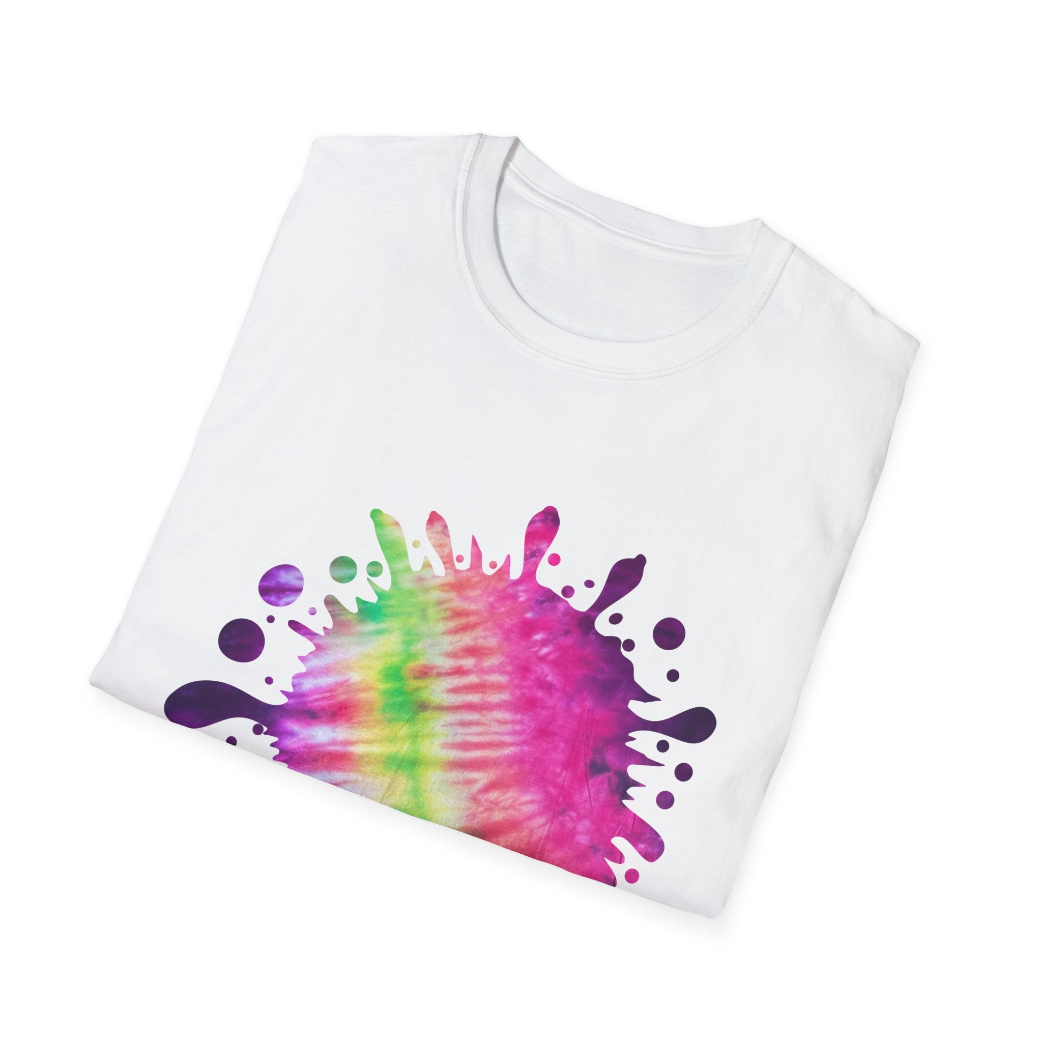Neon Discovery 2:  Colorful Tie-Dye Splash Unisex Softstyle T-Shirt, Casual Tee, Summer Vibes, Festival Wear, Everyday Comfort, Gift Idea