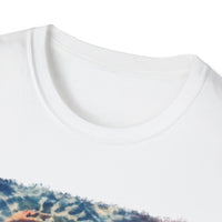 SUNSET TANGO: Vibrant Collage Tie-Dye T-Shirt, Bohemian Unisex Tee, Perfect for Festivals, Gifts, Summer Vibes, Art-Inspired Wear, Music Events