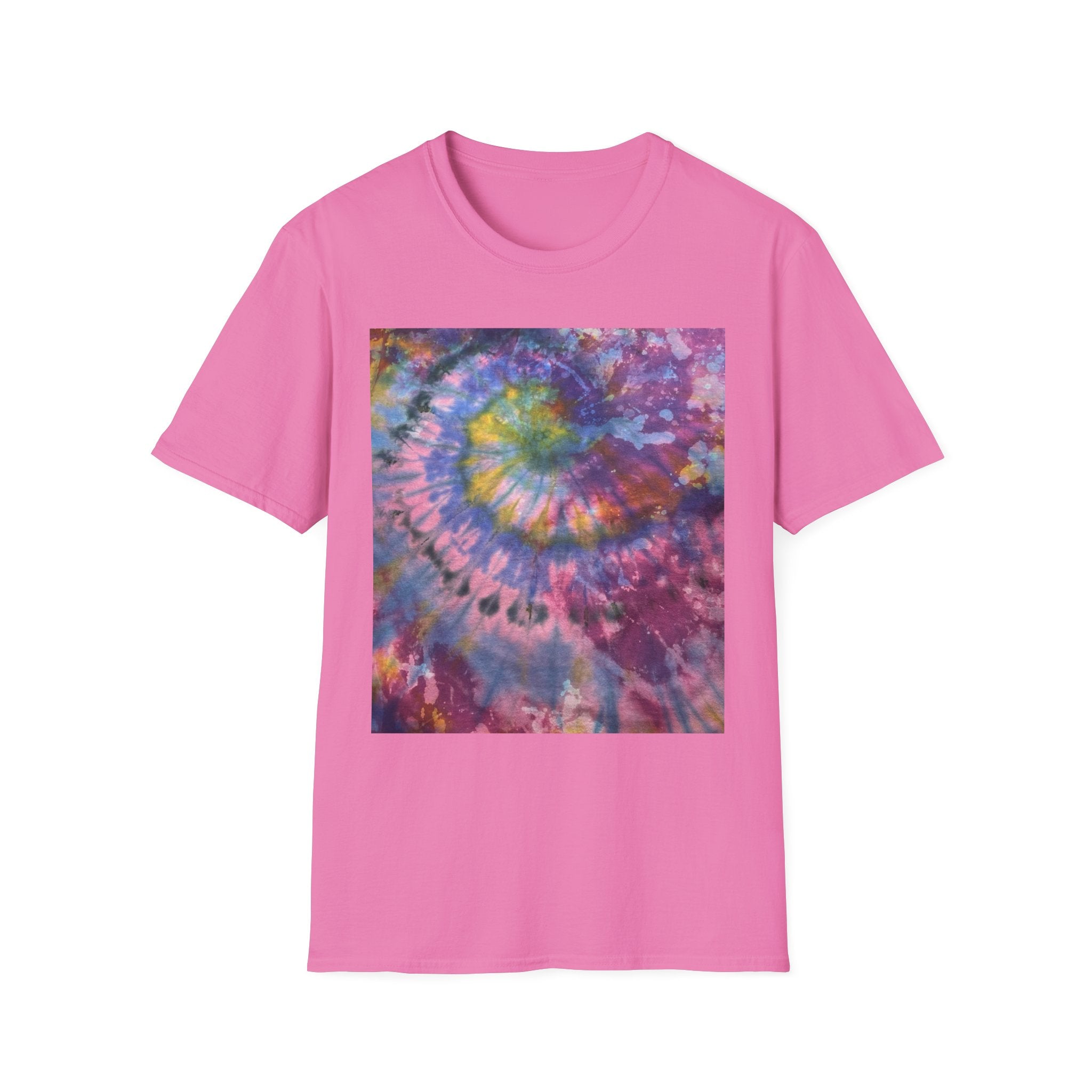 DRAGONFLY DESTINY: Fantasy inspired, Vibrant Tie-Dye T-Shirt, Unisex Softstyle Tee for Festivals, Summer Outings, Birthday Gifts, Casual Wear, Eco-Friendly Fashion