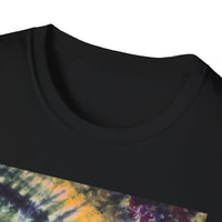 SMASH PARTY: Edgy quarter swirl vibe Tie-Dye Unisex T-Shirt - Boho Style, Summer Vibes, Festival Wear, Beach Party Outfit, Unique Gift Idea